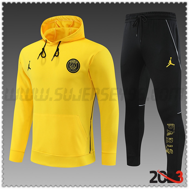 Chaqueta Con Capucha Chandal Jordan PSG Ninos Amarillo 2023 2024