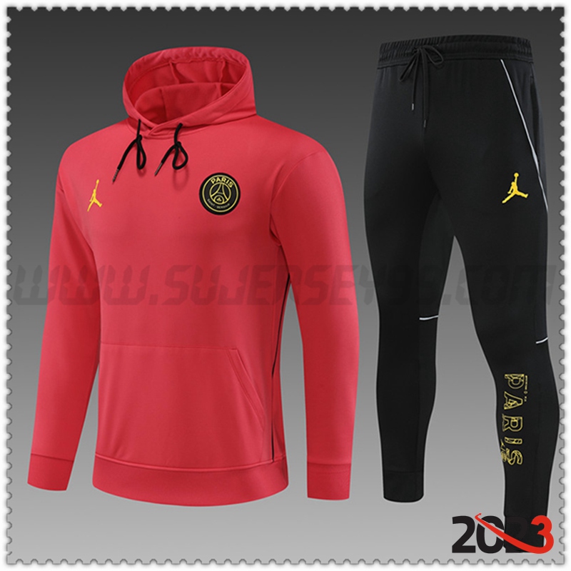 Chaqueta Con Capucha Chandal Jordan PSG Ninos Rojo 2023 2024