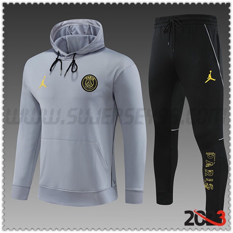 Chaqueta Con Capucha Chandal Jordan PSG Ninos Gris 2023 2024