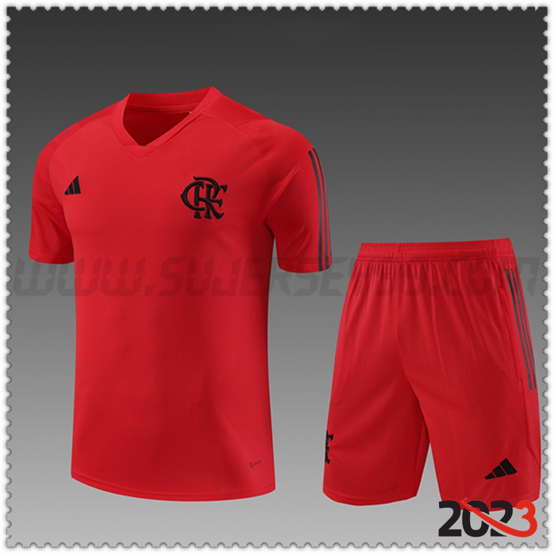 Camiseta Entrenamiento + Cortos Flamenco Ninos Rojo 2023 2024