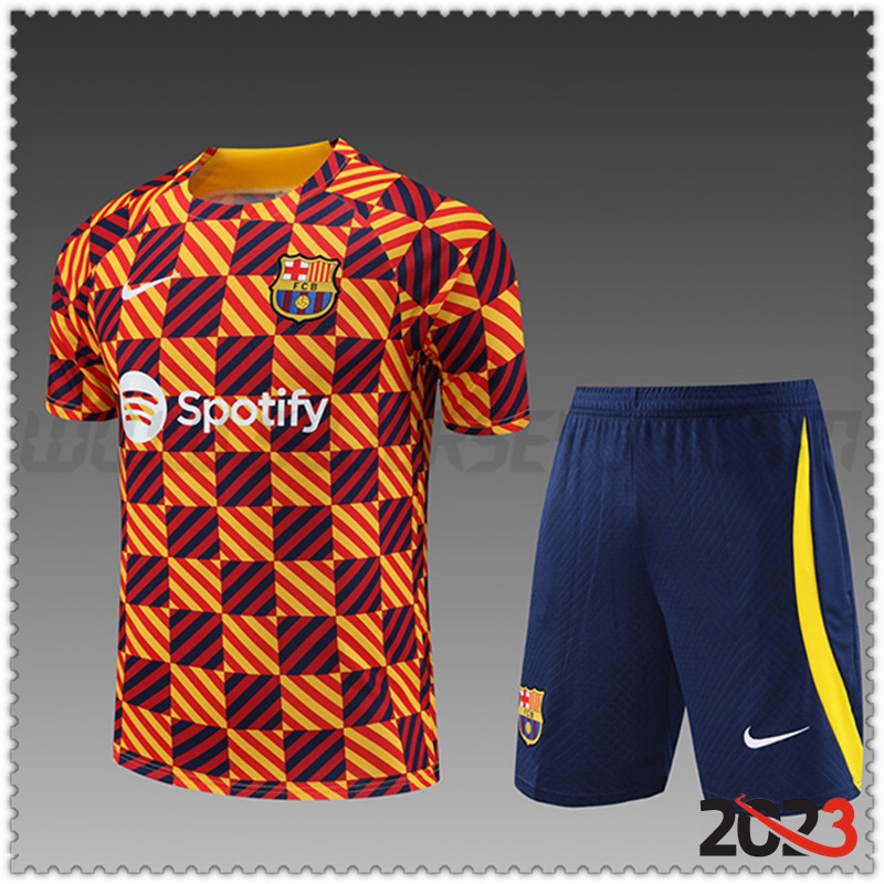 Camiseta Entrenamiento + Cortos Barcelona Ninos Amarillo 2023 2024