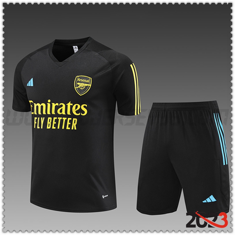 Camiseta Entrenamiento + Cortos Arsenal Ninos Negro 2023 2024
