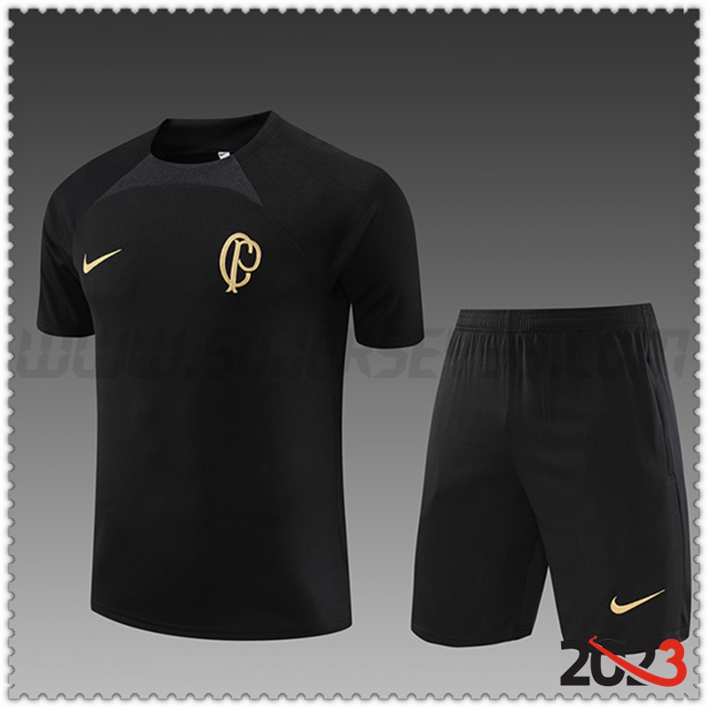 Camiseta Entrenamiento + Cortos Corinthians Ninos Negro 2023 2024