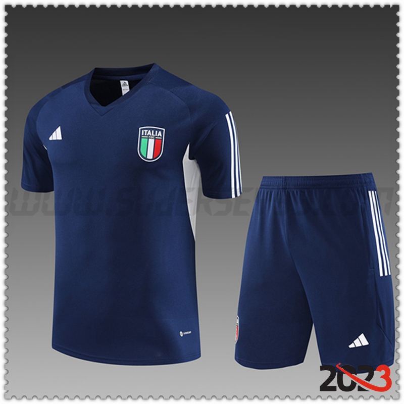Camiseta Entrenamiento + Cortos Italia Ninos Negro 2023 2024