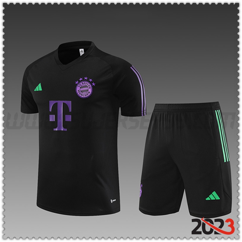 Camiseta Entrenamiento + Cortos Bayern Munich Ninos Negro 2023 2024