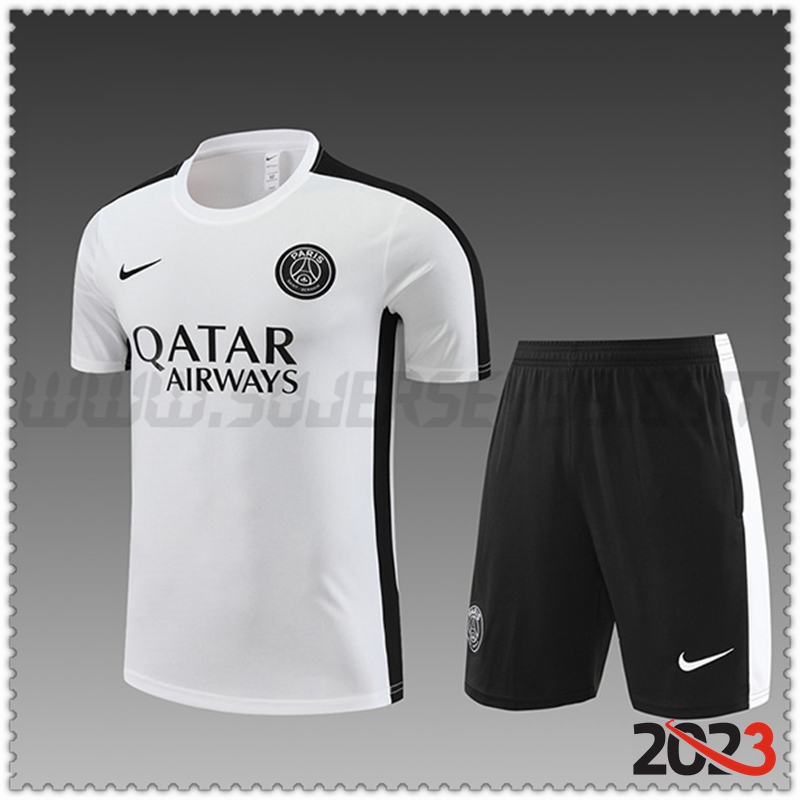 Camiseta Entrenamiento + Cortos PSG Ninos Blanco 2023 2024