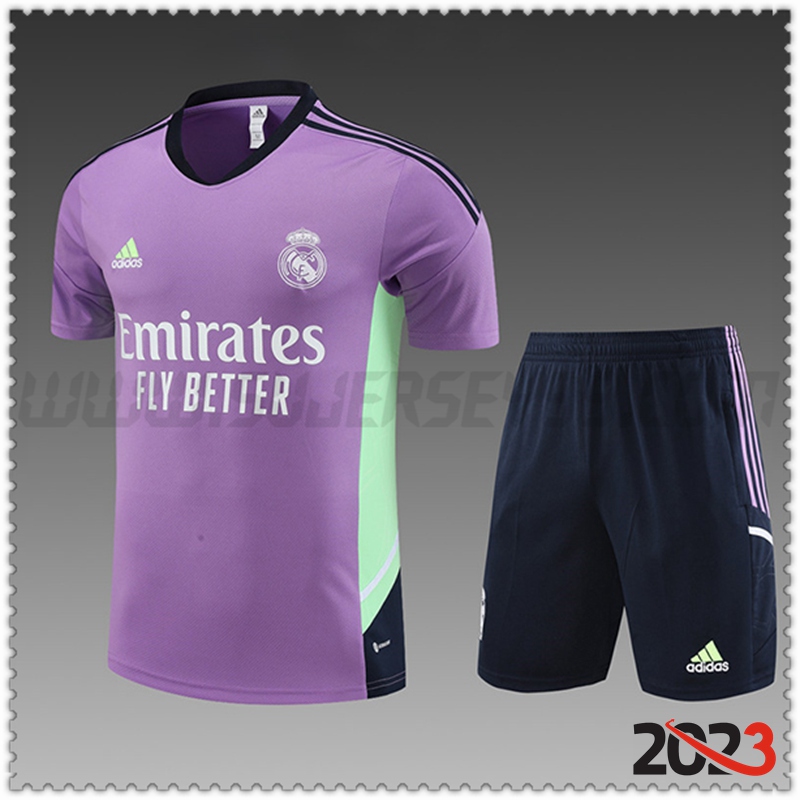 Camiseta Entrenamiento + Cortos Real Madrid Ninos Violeta 2022/2023