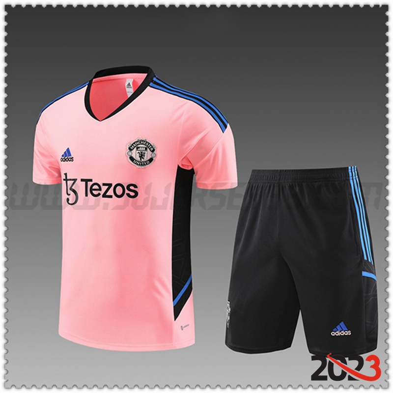 Camiseta Entrenamiento + Cortos Manchester United Ninos Rose 2022/2023