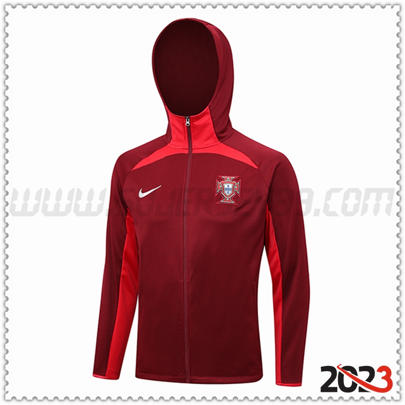 Chaqueta Con Capucha Portugal Rojo 2023 2024