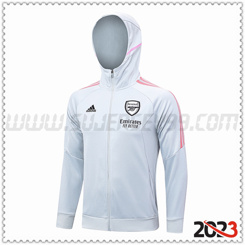 Chaqueta Con Capucha Arsenal Gris Claro 2023 2024