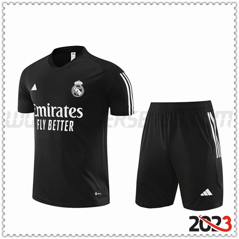 Camiseta Entrenamiento + Cortos Real Madrid Negro 2023 2024