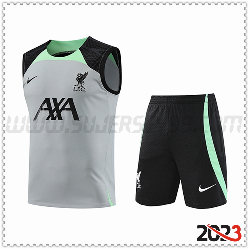 Camiseta Entrenamiento sin mangas + Cortos FC Liverpool Gris 2023 2024 -02