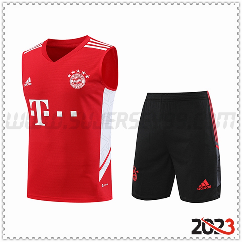 Camiseta Entrenamiento sin mangas + Cortos Bayern Munich Rojo 2023 2024 -02