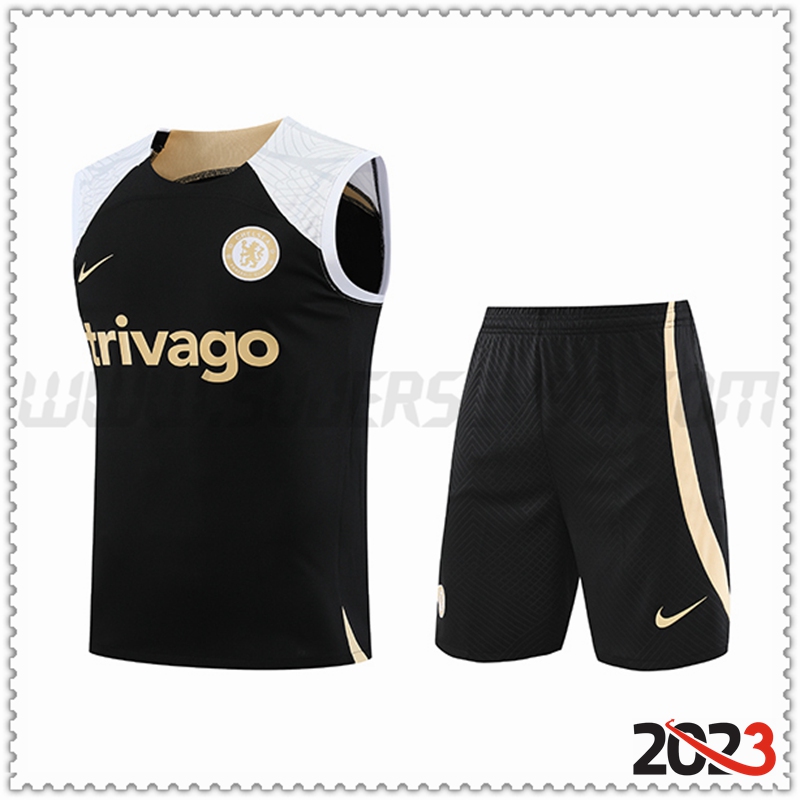 Camiseta Entrenamiento sin mangas + Cortos FC Chelsea Negro 2023 2024 -02