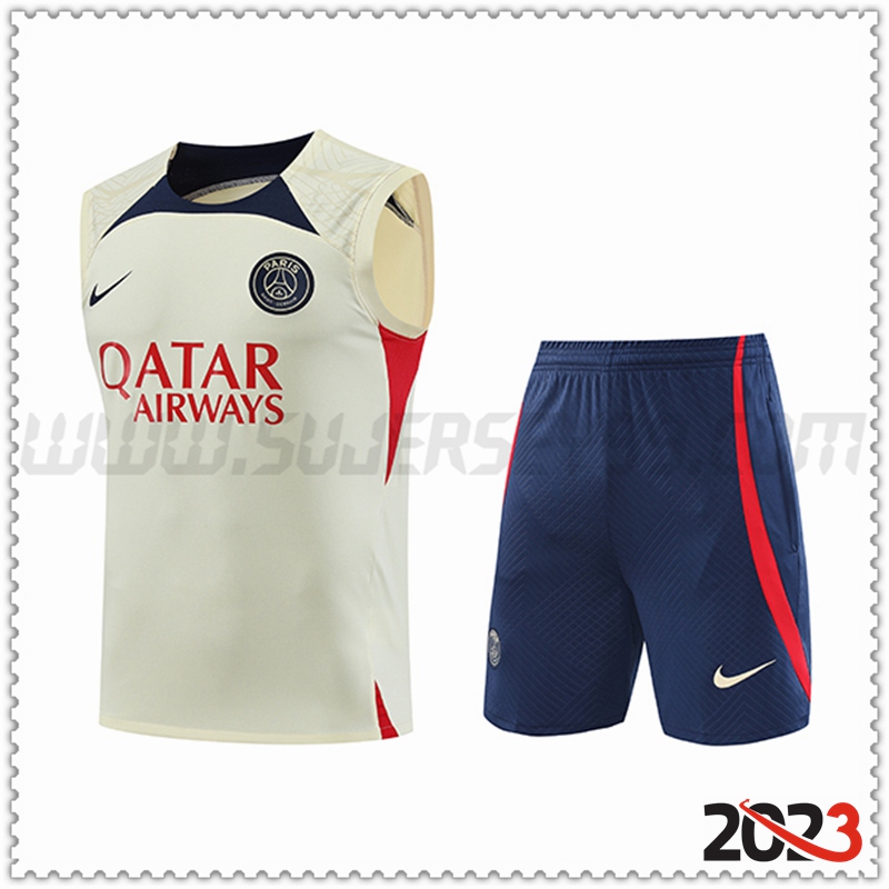 Camiseta Entrenamiento sin mangas + Cortos PSG Amarillo 2023 2024 -02