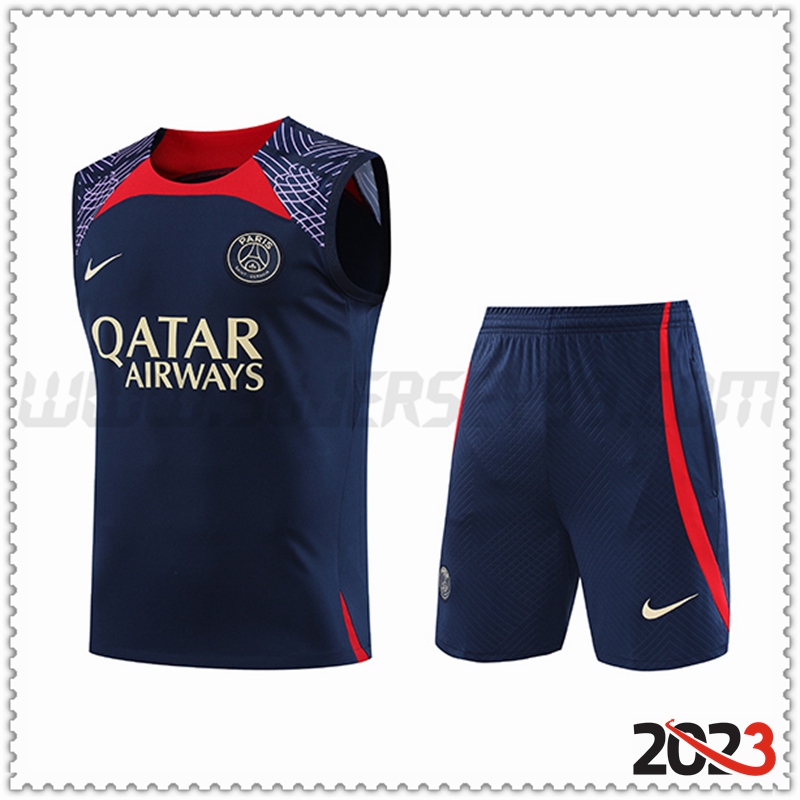 Camiseta Entrenamiento sin mangas + Cortos PSG Azul marino 2023 2024 -02