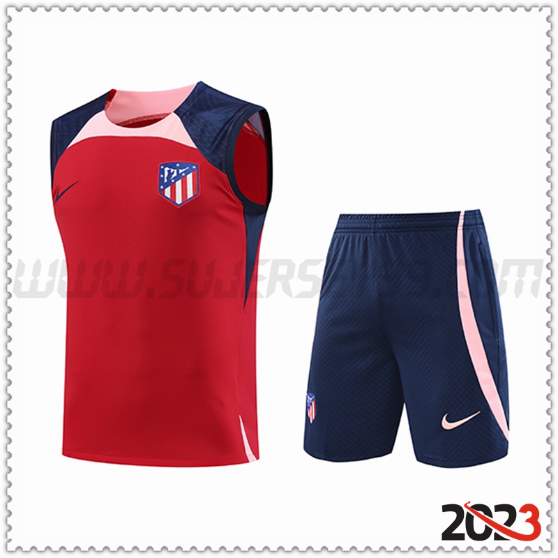 Camiseta Entrenamiento sin mangas + Cortos Atletico Madrid Rojo 2023 2024
