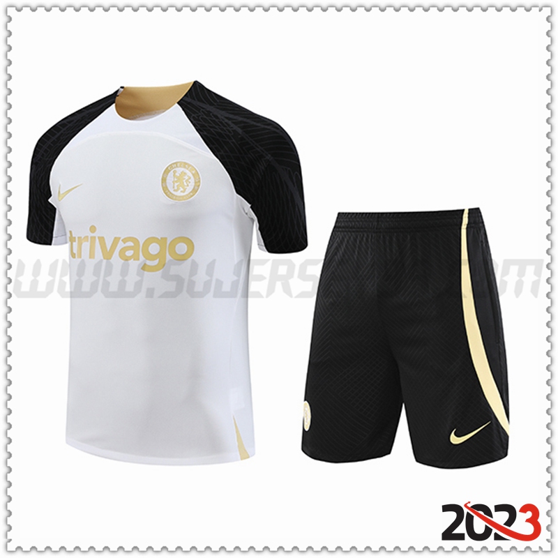 Camiseta Entrenamiento + Cortos FC Chelsea Blanco 2023 2024 -02