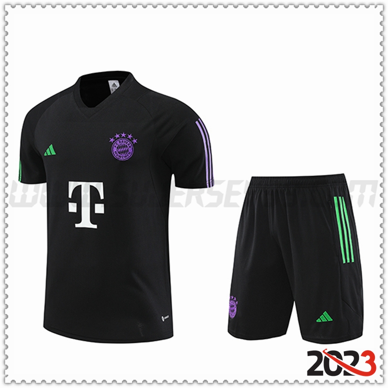 Camiseta Entrenamiento + Cortos Bayern Munich Negro 2023 2024 -02