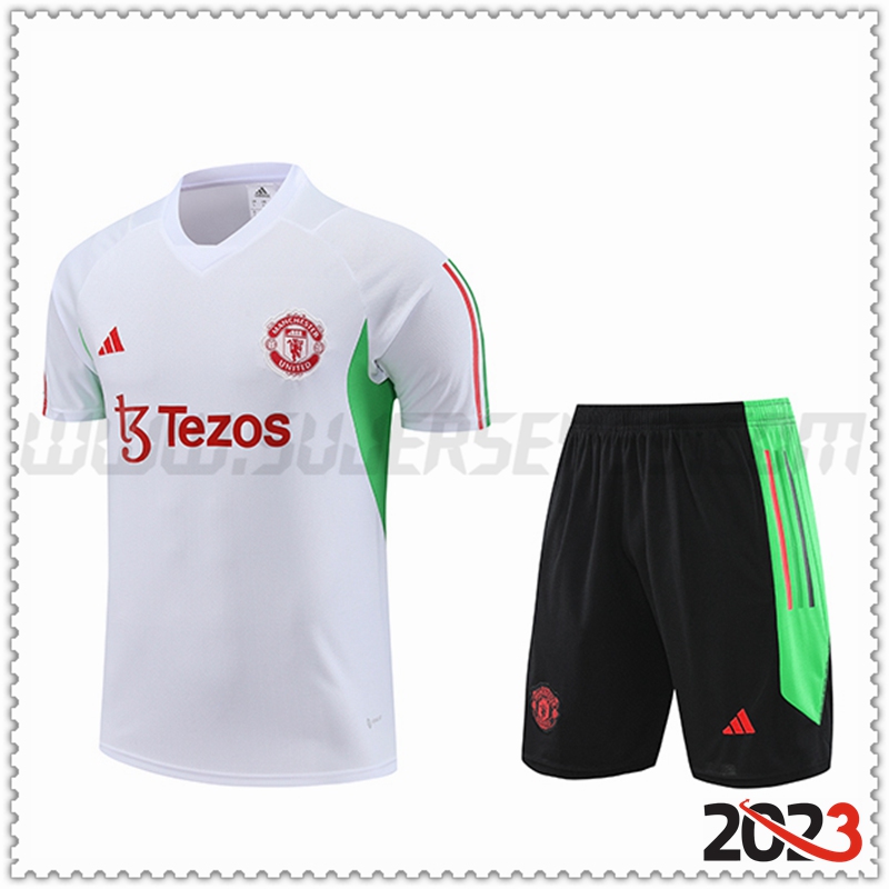 Camiseta Entrenamiento + Cortos Manchester United Blanco 2023 2024 -02