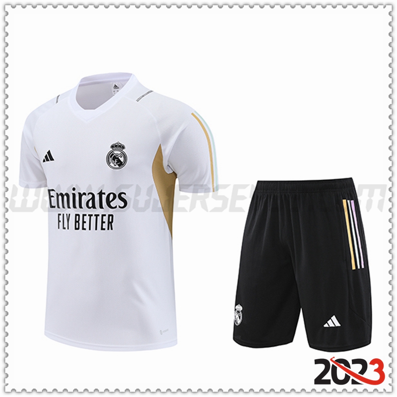 Camiseta Entrenamiento + Cortos Real Madrid Blanco 2023 2024 -02