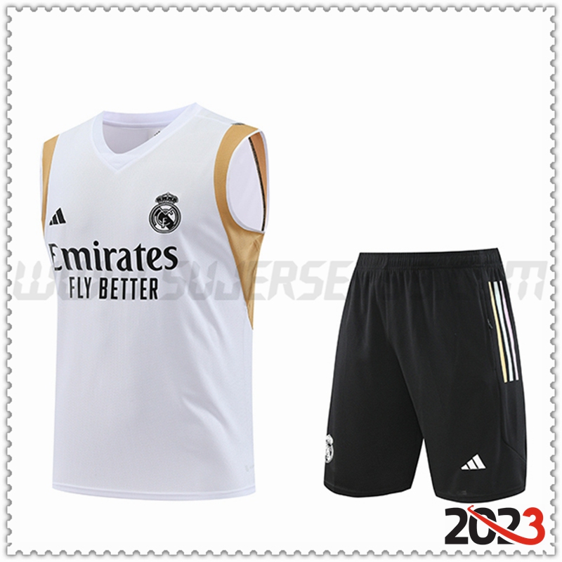 Camiseta Entrenamiento sin mangas + Cortos Real Madrid Blanco 2023 2024 -02