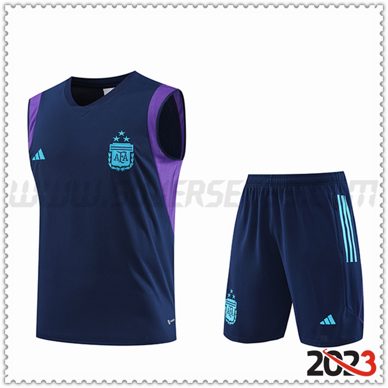 Camiseta Entrenamiento sin mangas + Cortos Argentina Azul marino 2023 2024 -02