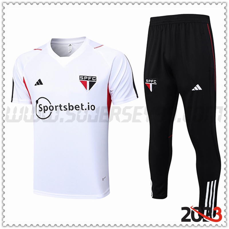 Camiseta Entrenamiento + Pantalones Sao Paulo FC Blanco 2023 2024