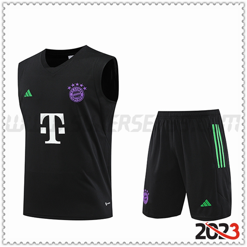 Camiseta Entrenamiento sin mangas + Cortos Bayern Munich Negro 2023 2024 -02