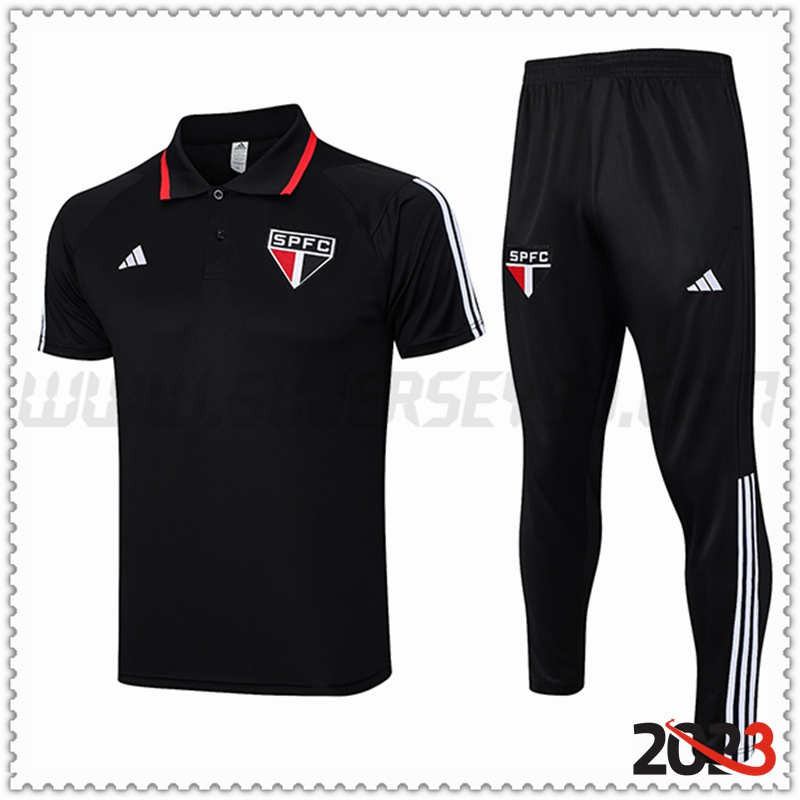 Camiseta Polo Sao Paulo FC Negro 2023 2024