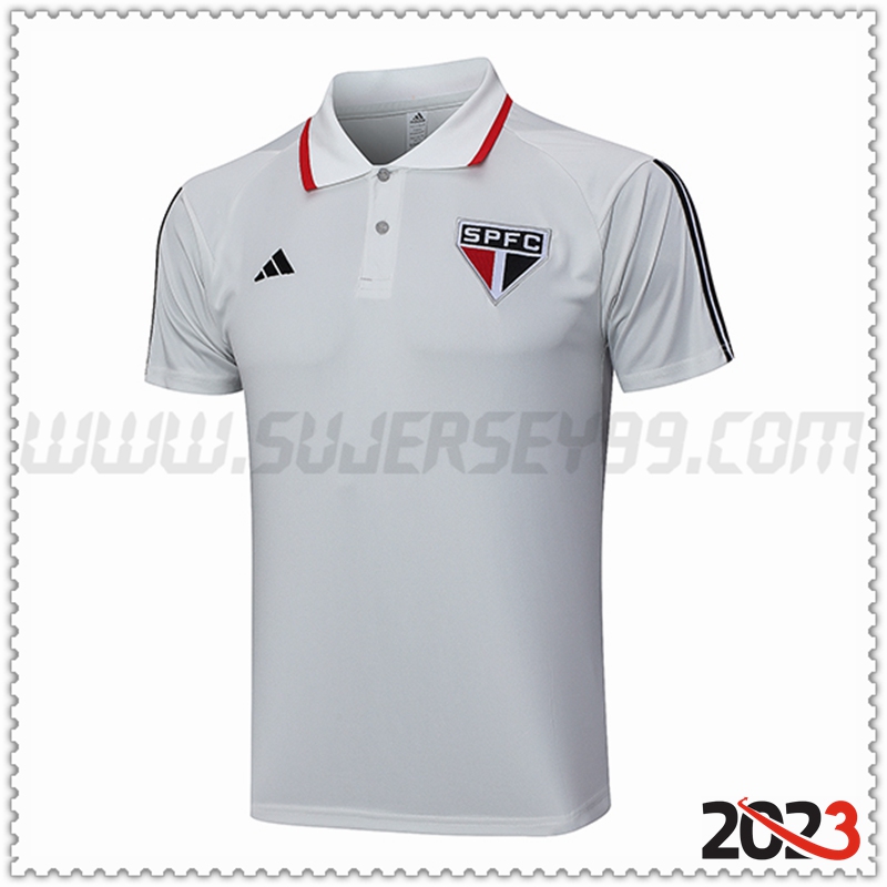 Camiseta Polo Sao Paulo FC Gris Claro 2023 2024