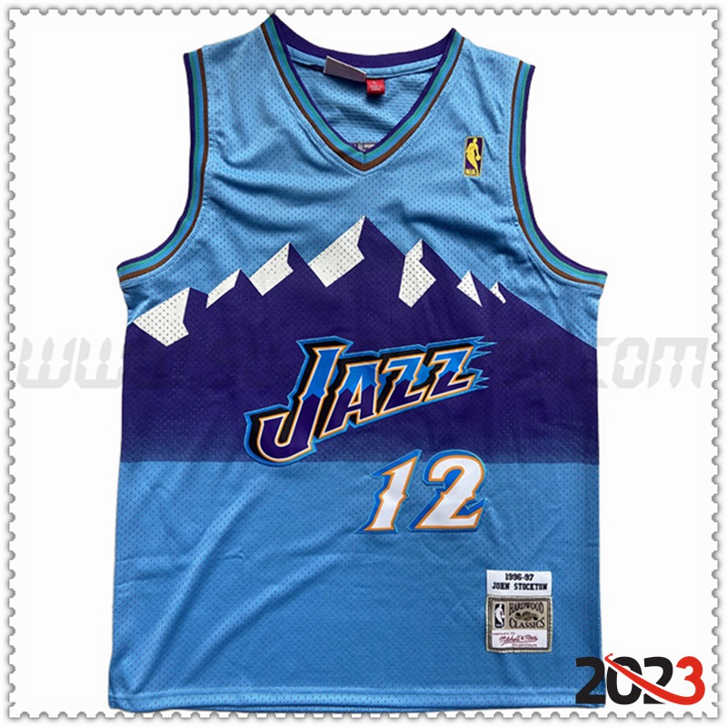 Camisetas Utah Jazz (STOCKTON #12) 2023/24 Azul Claro