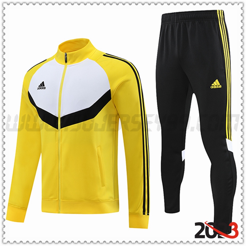 Chaqueta Chandal Futbol Adidas Blanco/Amarillo 2023 2024