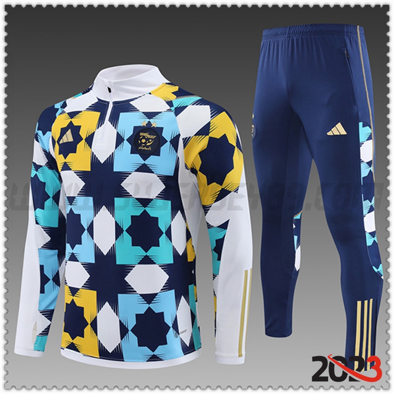Chandal Futbol Argelia Ninos Blanco/Azul/Amarillo 2023 2024