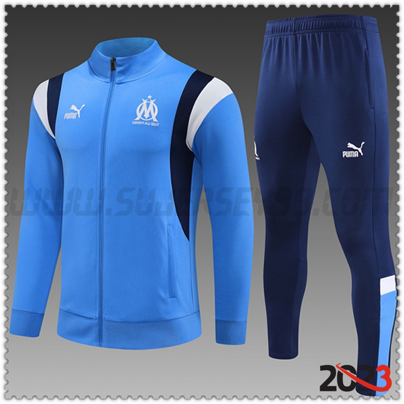 Chaqueta Chandal Futbol Marsella Ninos Azul Claro 2023 2024