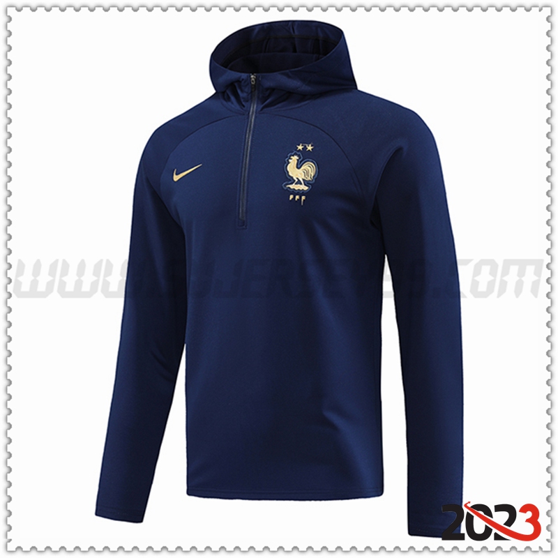 Sudadera Entrenamiento Capucha Francia Azul marino 2023 2024