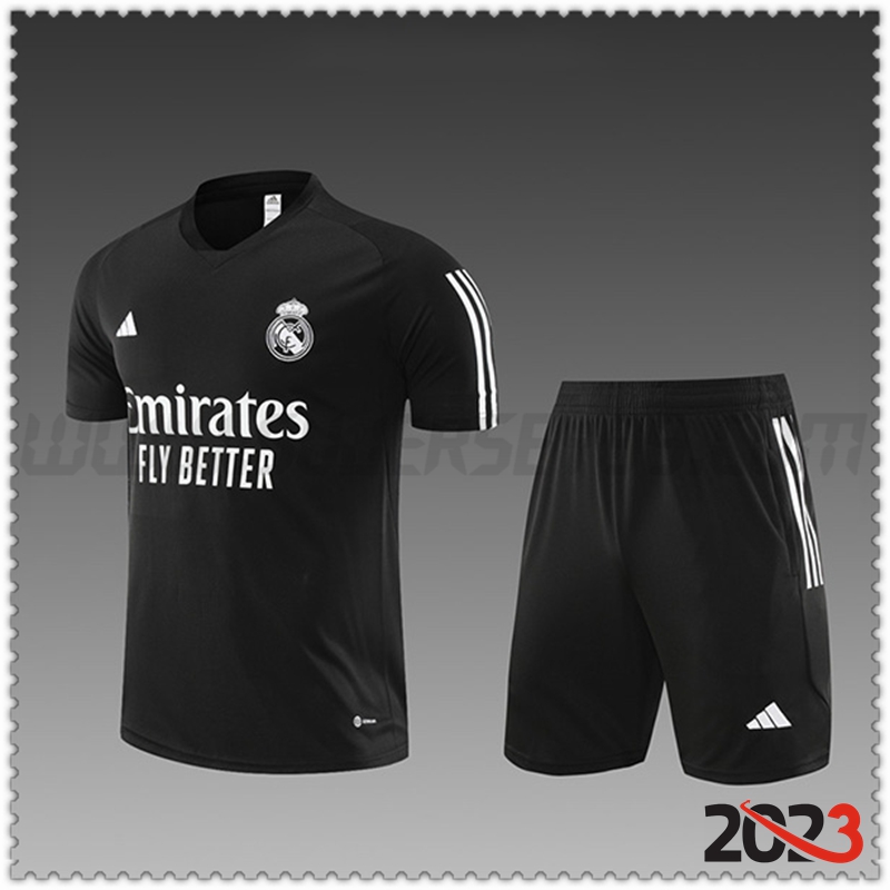 Camiseta Entrenamiento + Cortos Real Madrid Ninos Negro 2023 2024