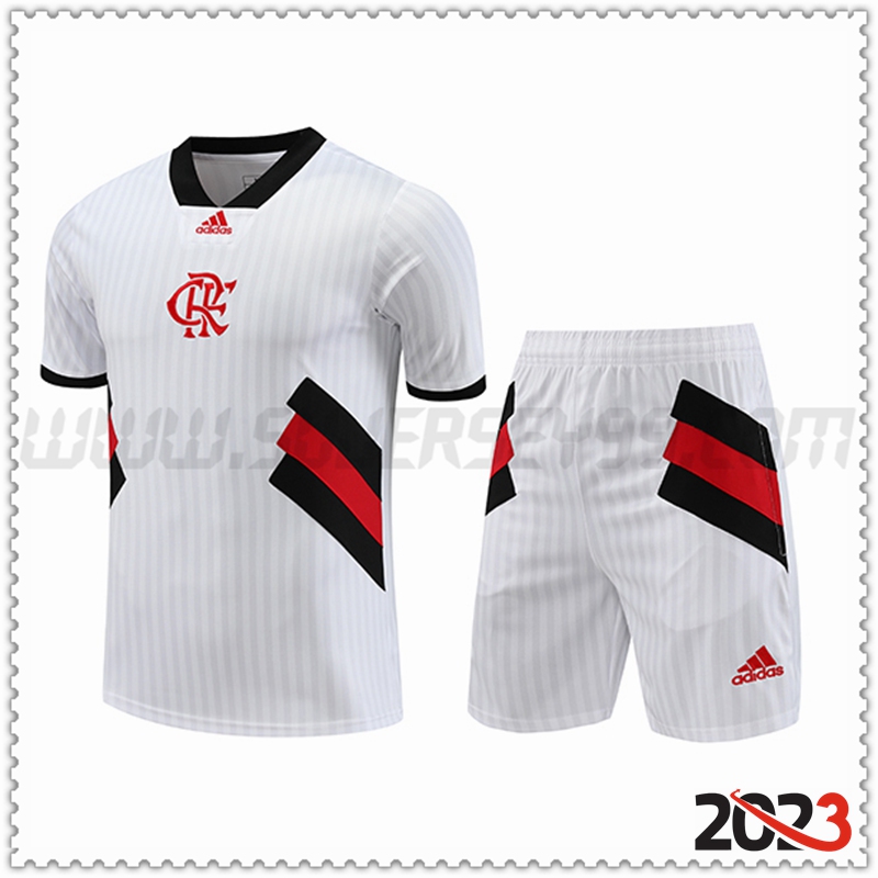 Camiseta Entrenamiento + Cortos Flamengo Blanco 2023 2024 -02