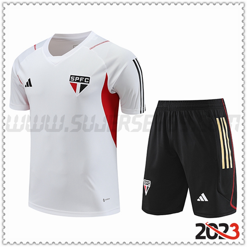 Camiseta Entrenamiento + Cortos Sao Paulo FC Blanco 2023 2024 -02