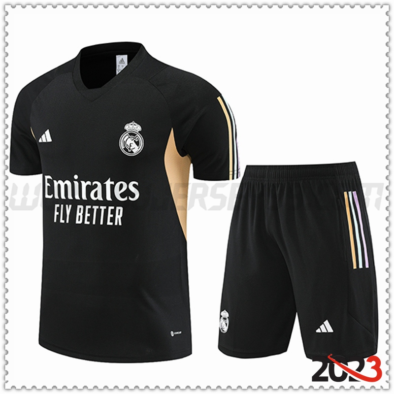 Camiseta Entrenamiento + Cortos Real Madrid Negro 2023 2024 -02