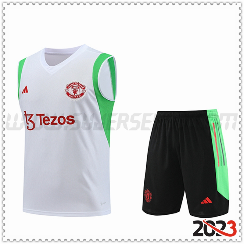 Camiseta Entrenamiento sin mangas + Cortos Manchester United Blanco 2023 2024