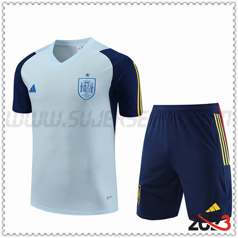 Camiseta Entrenamiento + Cortos España Azul Claro 2023 2024 -02