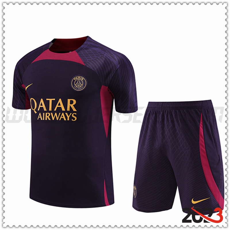 Camiseta Entrenamiento + Cortos PSG Azul/Violeta 2023 2024