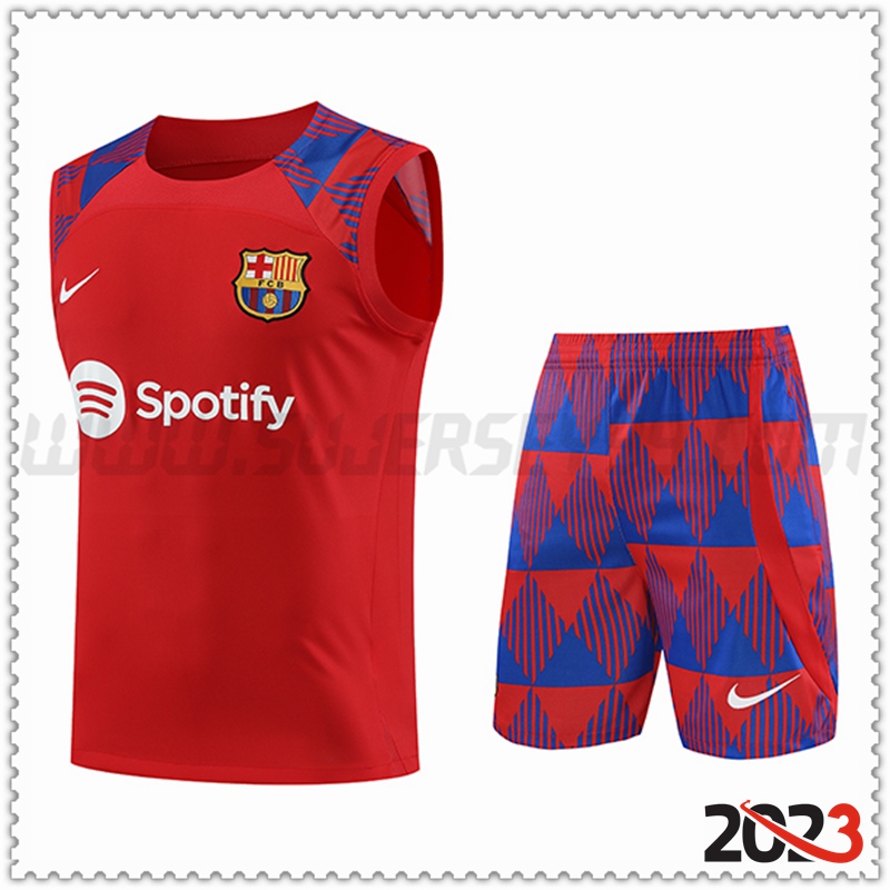 Camiseta Entrenamiento sin mangas + Cortos FC Barcelona Rojo 2023 2024