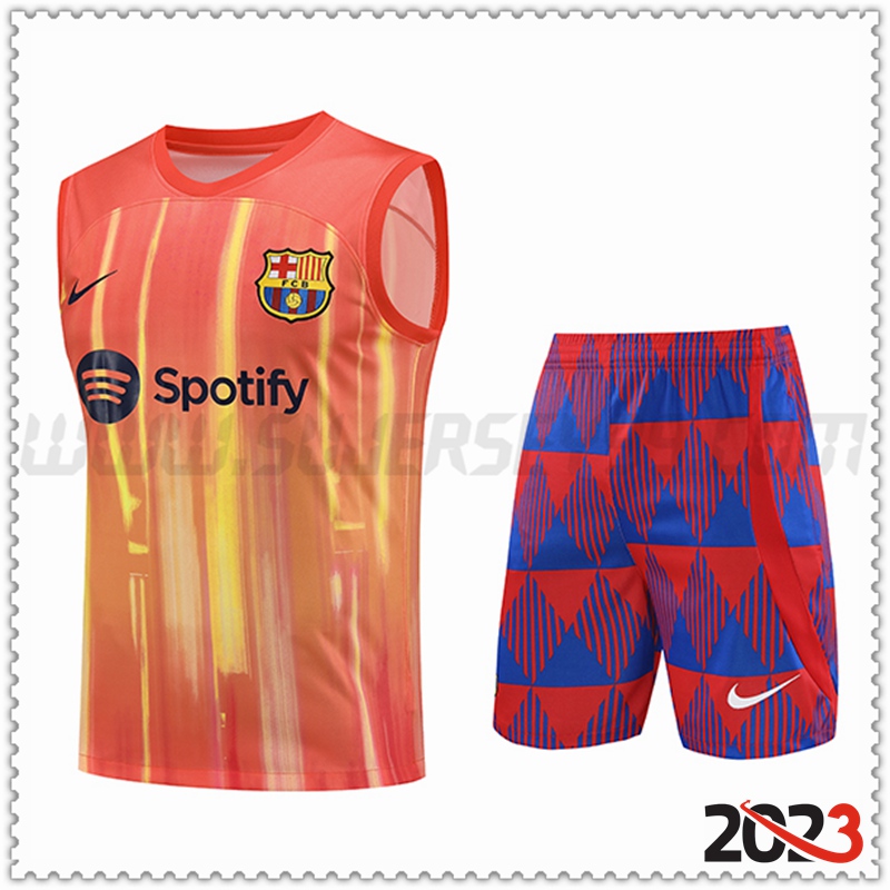 Camiseta Entrenamiento sin mangas + Cortos FC Barcelona Naranja 2023 2024