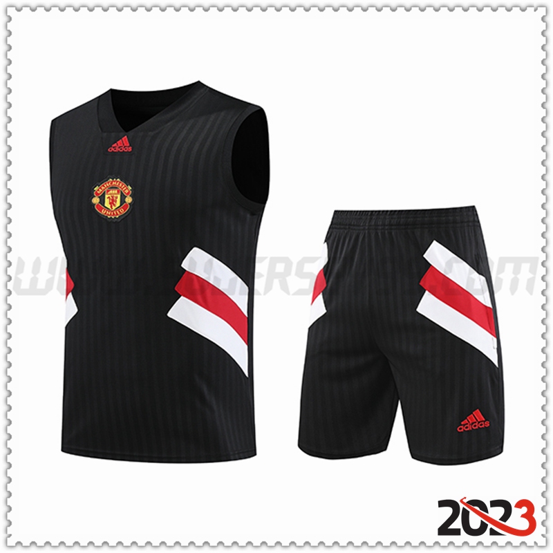 Camiseta Entrenamiento sin mangas + Cortos Manchester United Negro 2023 2024 -02