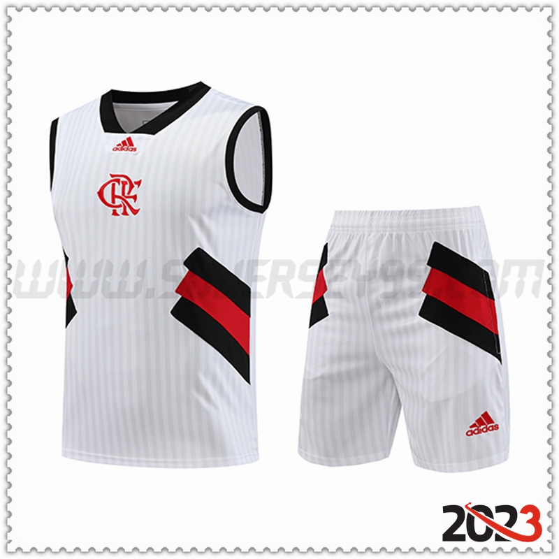 Camiseta Entrenamiento sin mangas + Cortos Flamengo Blanco 2023 2024 -02