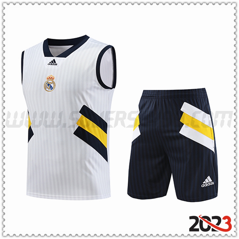 Camiseta Entrenamiento sin mangas + Cortos Real Madrid Blanco 2023 2024 -02