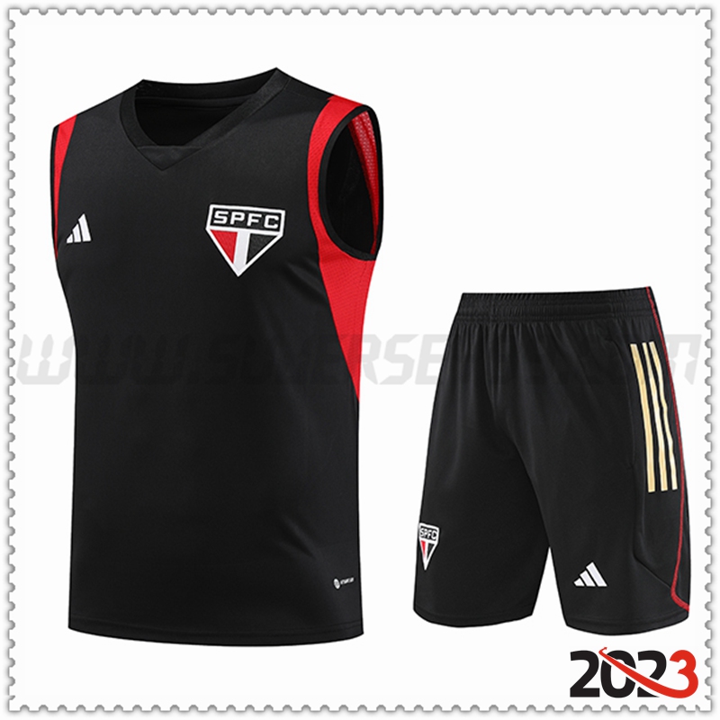 Camiseta Entrenamiento sin mangas + Cortos Sao Paulo FC Negro 2023 2024