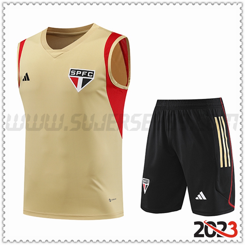 Camiseta Entrenamiento sin mangas + Cortos Sao Paulo FC Marrón 2023 2024